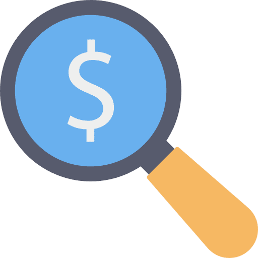 Magnifying glass business and finance dollar symbol magnifying glass icon