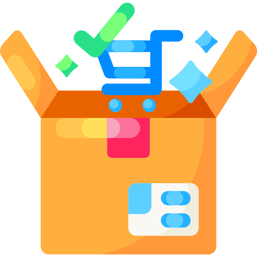 Packaging qualified product online shopping icon