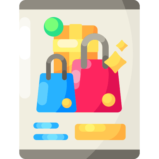 Ecommerce bag online shop screen icon