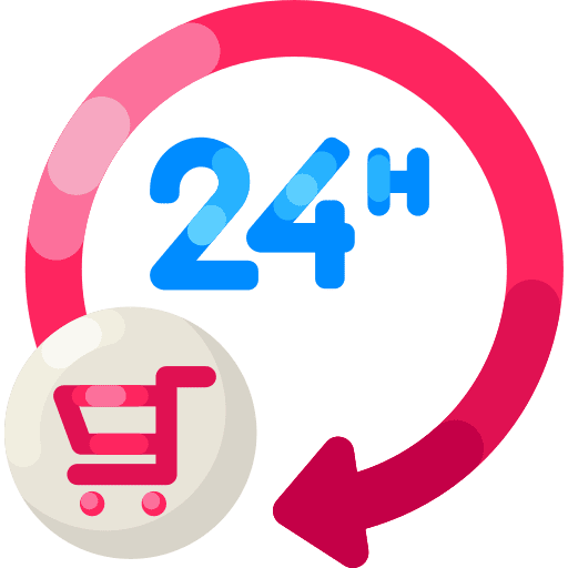 24 hours ecommerce online shopping 24 hours icon