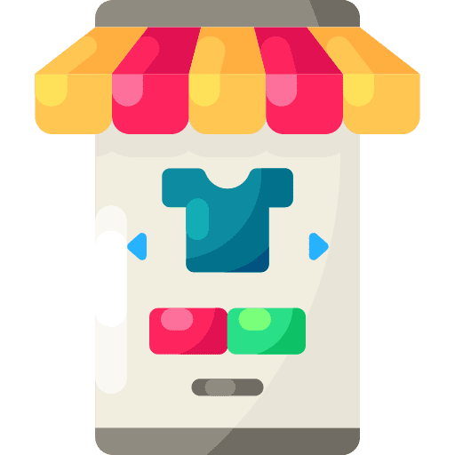 Ecommerce commerce and shopping mobile phone online store icon