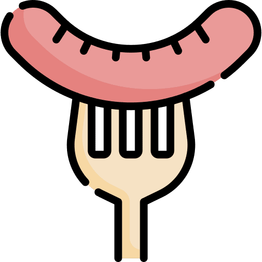 Sausage food and restaurant meat junk food icon