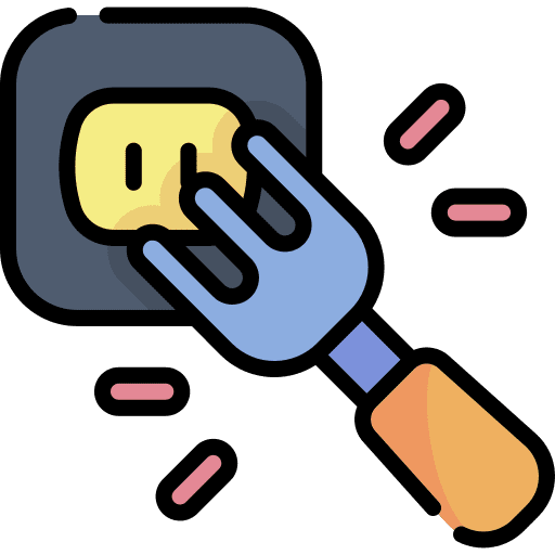 Electricity danger kid and baby fork icon