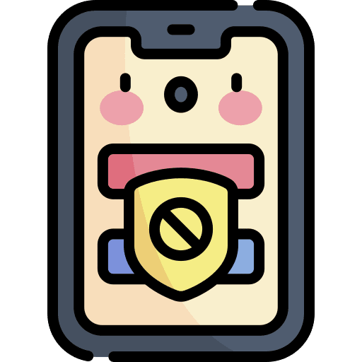 Parental control shield mobile phone underage icon