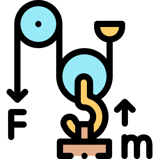 Physics sheave pulley weight icon