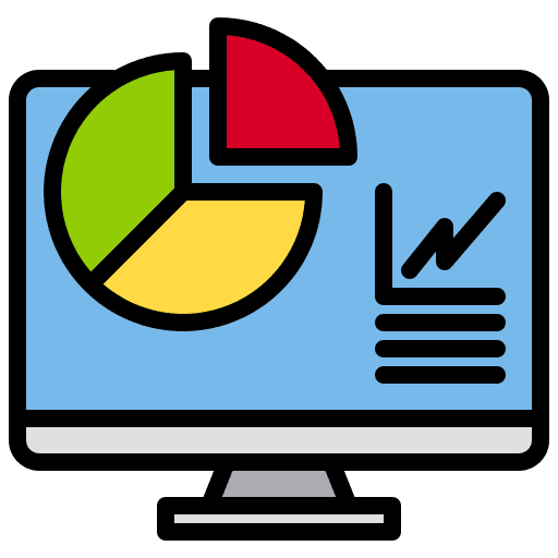 Computer analytics study business and finance icon
