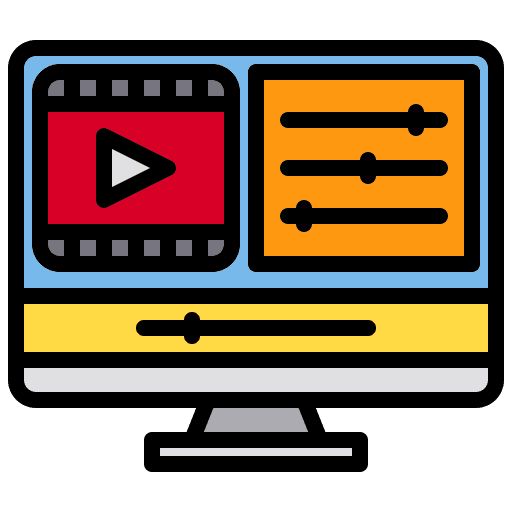Computer play button music and multimedia multimedia icon