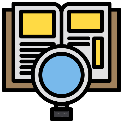 Books definition magnifying glass books icon