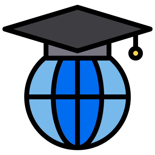Graduate worldwide mortarboard school icon