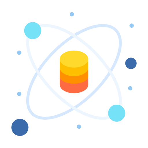 Data science algorithm atom laboratory icon