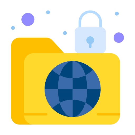Folder protection globe grid padlock icon