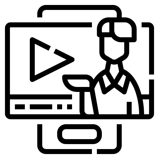 Video tutorial man e learning study icon