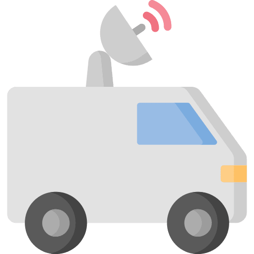 Mobile unit satellite van broadcasting icon