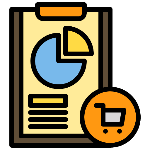 Analytics shopping cart pie chart statistics icon