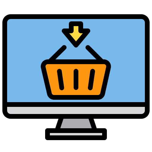 Computer basket screen ecommerce icon