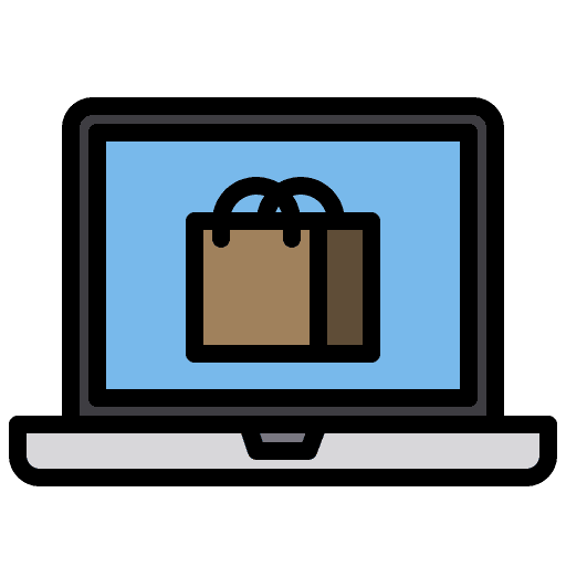 Laptop shopping products commerce icon
