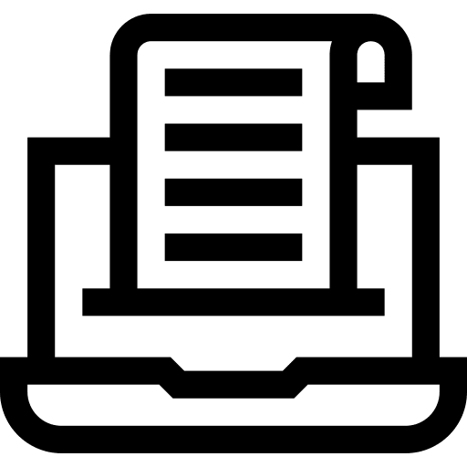 Laptop paper document business and finance icon