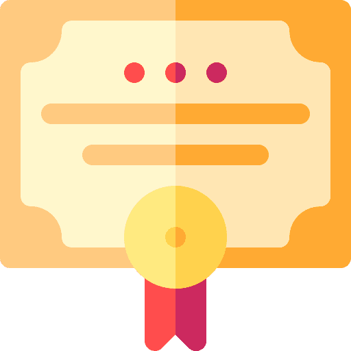 Certification degree patent files and folders icon