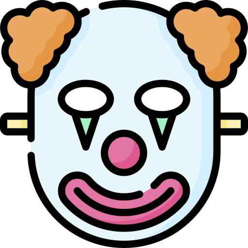 Clown carnival birthday and party costume icon