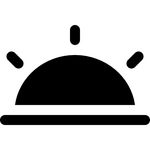 Black half sun symbol sun weather icon