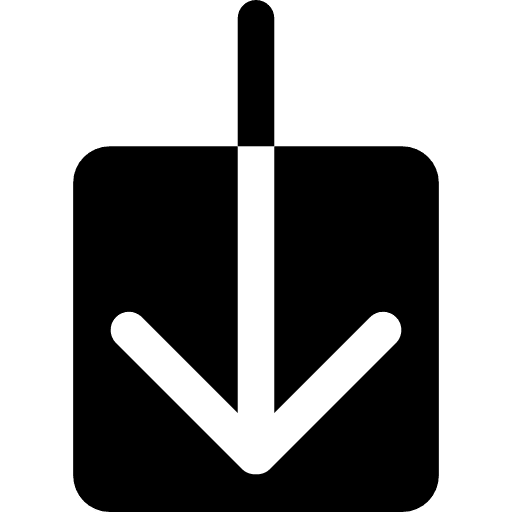 Download interface symbol of down arrow on and in a black square black down big mug solid icon