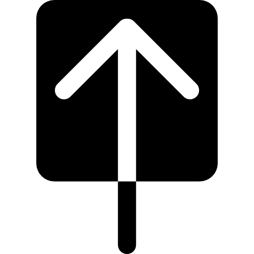 Up arrow entering in black square black square interface icon