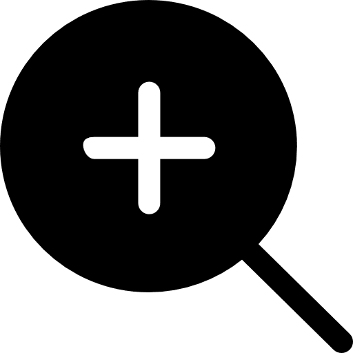 Plus sign on zoom magnifier symbol big mug solid interface icon