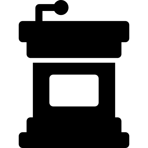 Lectern with microphone speech ceremony discourse icon