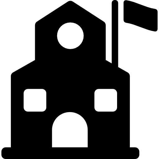 School with a flag secondary high buildings icon