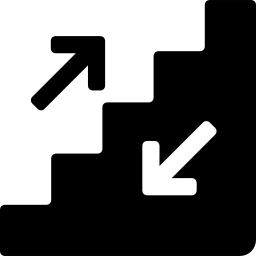 Stairs up arrow sign buildings icon