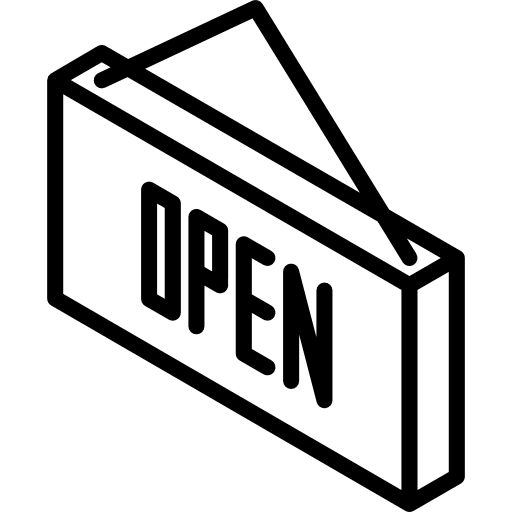 Open sign board shop icon