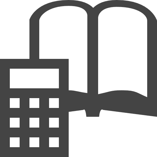 Caculator and book studying maths school material icon