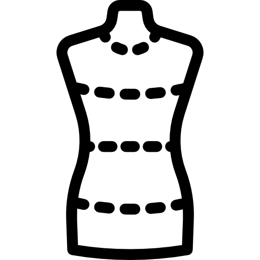 Dummy fashion designer sewing tools and utensils icon