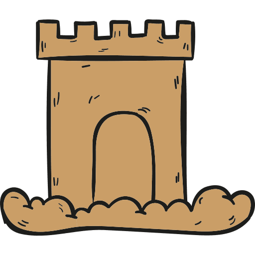 Sand castle childhood buildings medieval icon