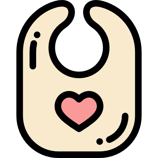 Bib kid and baby heart outline heart shape icon