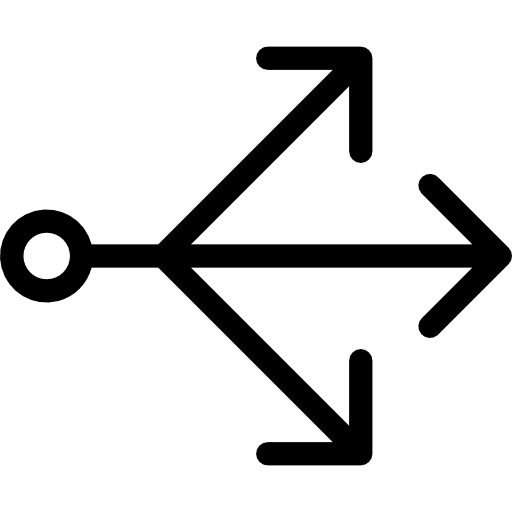 Arrows split reaction intersection icon