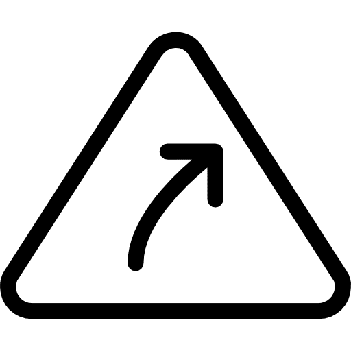 Curve warning road sign curve icon