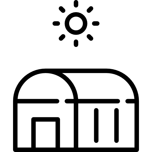 Greenhouse buildings sun gardening icon