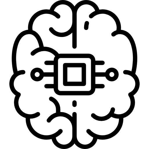 Brain chip computer artificial intelligence icon