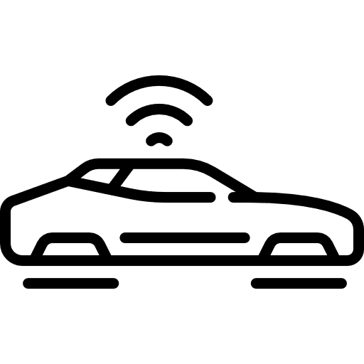 Self driving vehicle car flying car icon