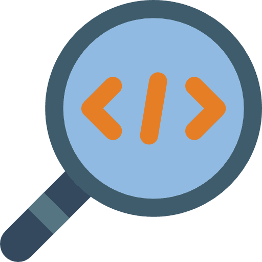 Coding meta magnifying glass coding icon