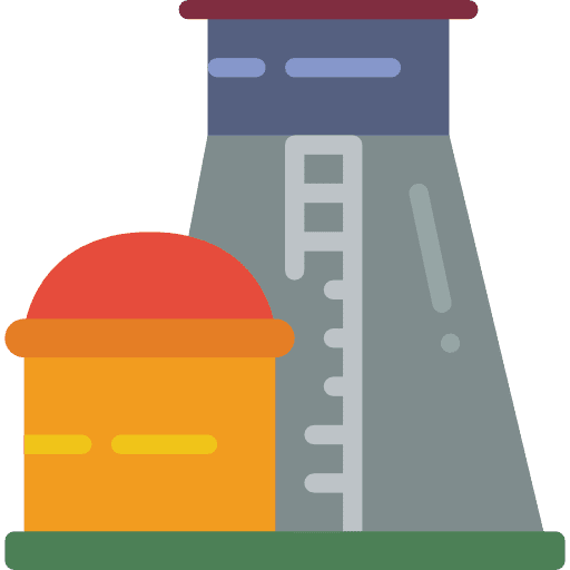 Nuclear plant buildings chimney industry icon