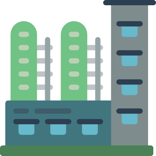 Factory contamination buildings industry icon