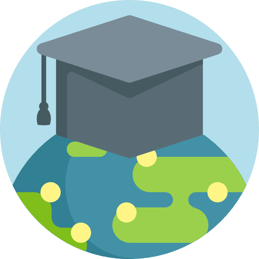 Global learning global education graduation hat icon