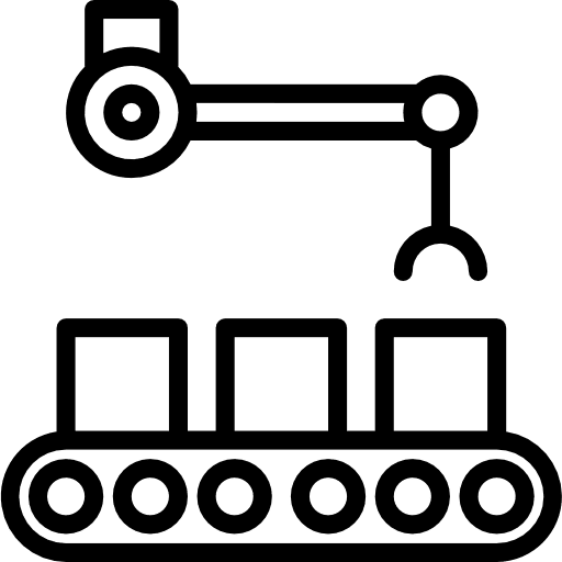 Conveyor factory robot technology icon