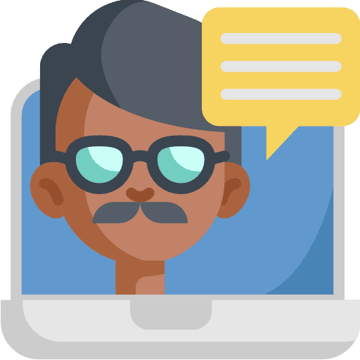 Laptop avatar educator video player icon