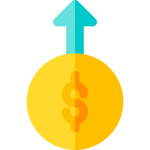 Revenue chart seo and web money icon