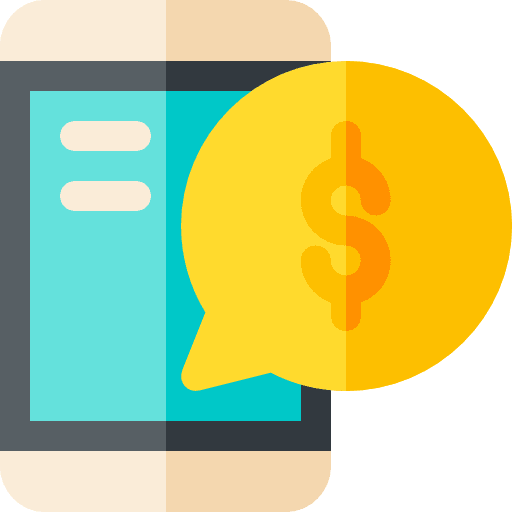Online payment message cellphone money card icon