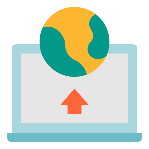 Deployment computer upload worldwide icon