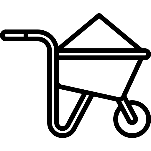 Wheelbarrow construction sand builder icon